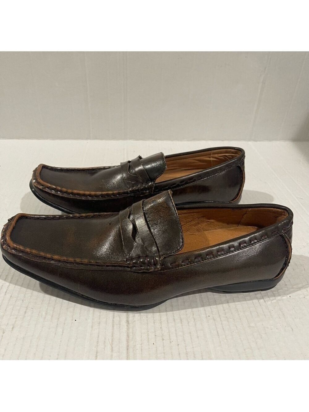 Men’s Bravo Carrera Brown Leather Slip On Oxford Size 9 US! - Picture 4 of 9